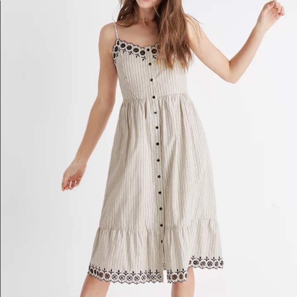Madewell Embroidered Jardin Midi Dress